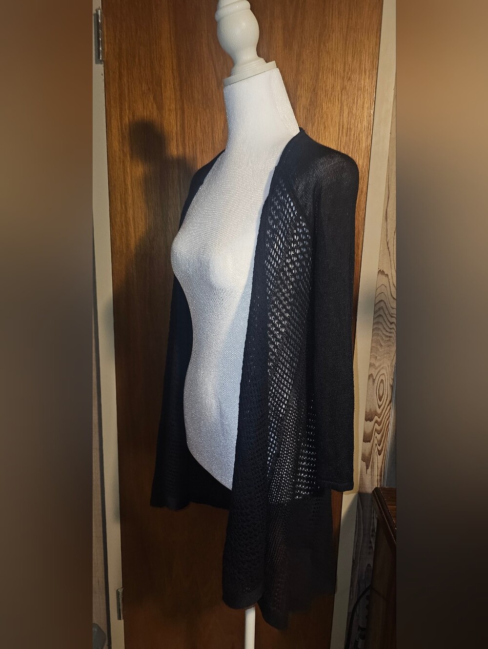 Style & Co. Black Open-Front Knit Cardigan Petite Small